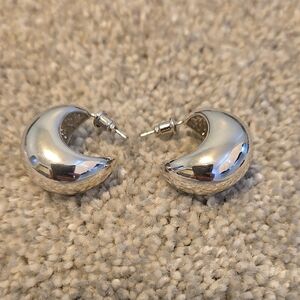 Elegant Silver Moon Hoop Earrings